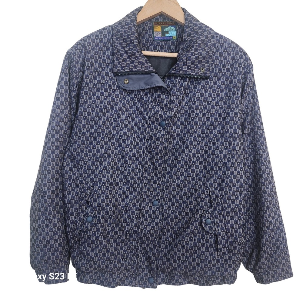 Forrester's Gore-Tex Jacket Mens Medium Blue Geometric Vintage Portland Made